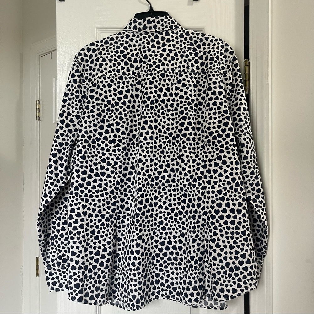 J. Crew B&W Heart Pattern Shirt - Picture 2 of 5
